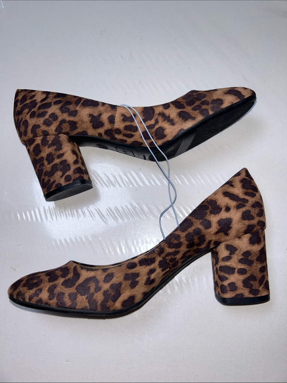 NWOB libby. edelman “Jenna” Leopard Print Block Heel Pumps - Brown/Black